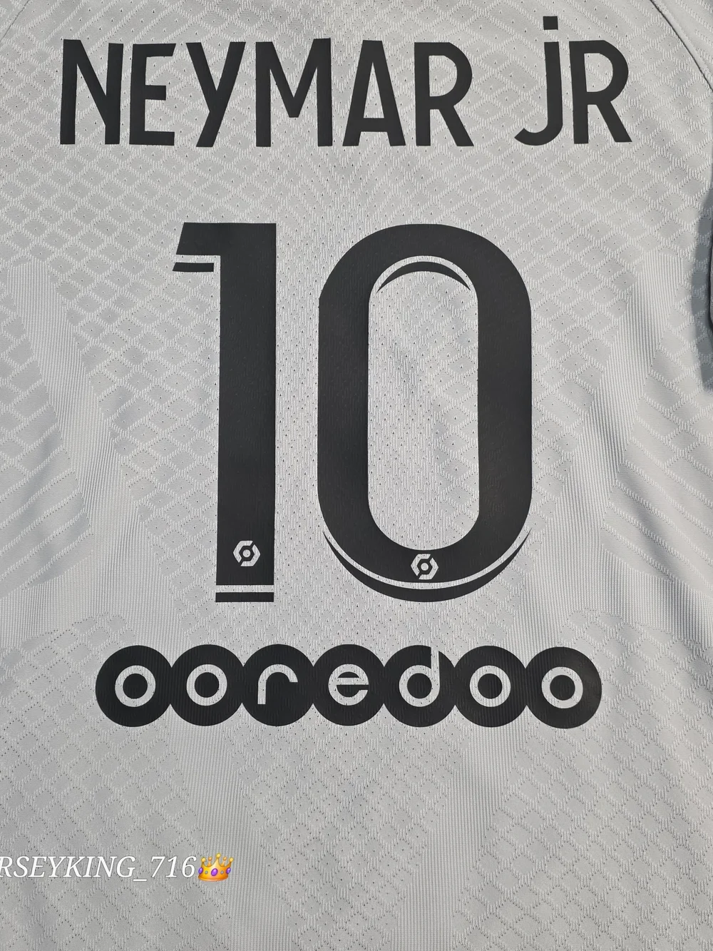 Jordan X PSG Neymar Jr #10 2022/2023 Authentic Away Gray Jersey New Ligue 1 Patc